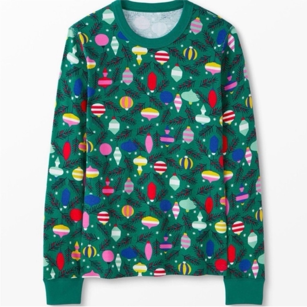 HANNA ANDERSSON | Adult Unisex Green Holiday Christmas Ornament Pajama Top